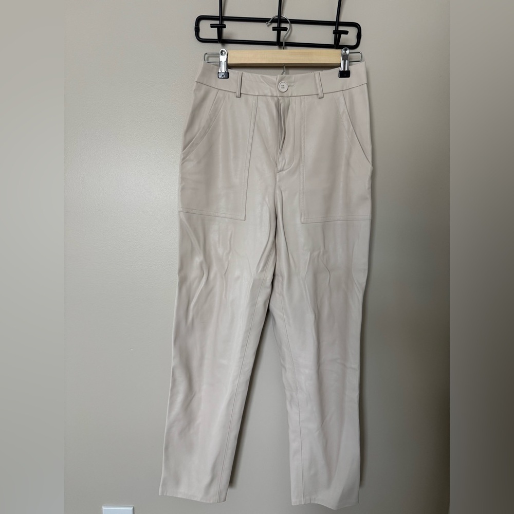 Cream Pleather Pants